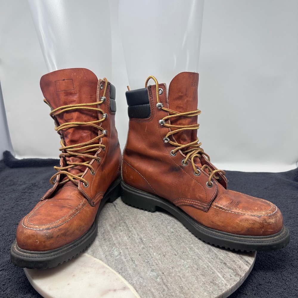 Red Wing Mens 9.5 M Brown Leather Moc Toe Work Boots‎ Made in USA 090177